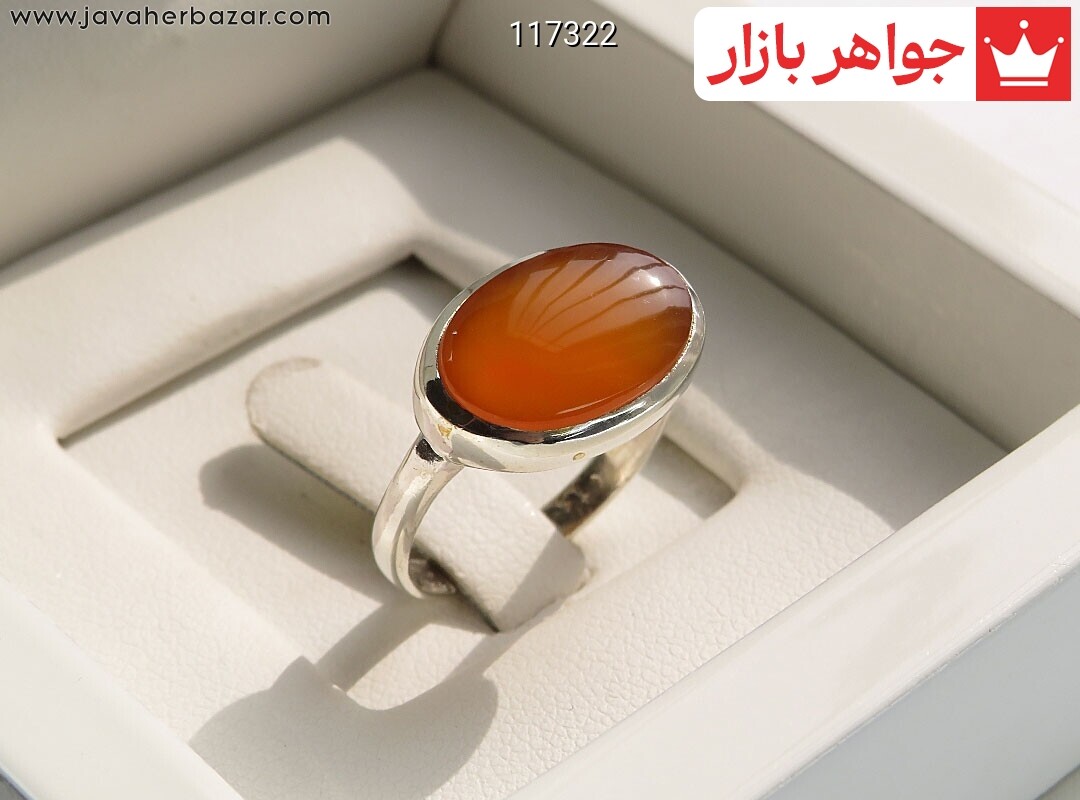 انگشتر عقیق یمنی نارنجی ظریف [شرف الشمس]